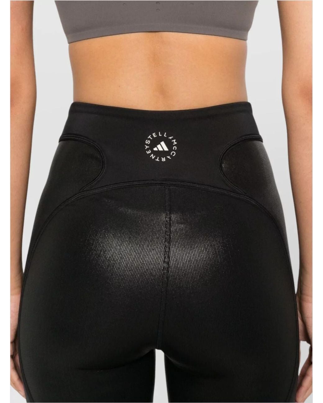 Adidas By Stella McCartney Gray Metallic High-Rise Paneled Leggings