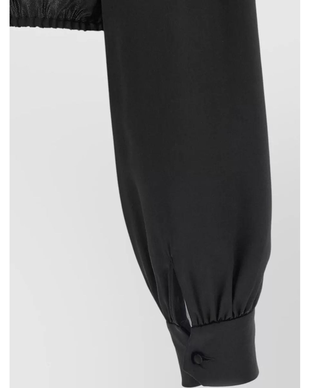 Saint Laurent Black Silk Lace Cropped Blouse