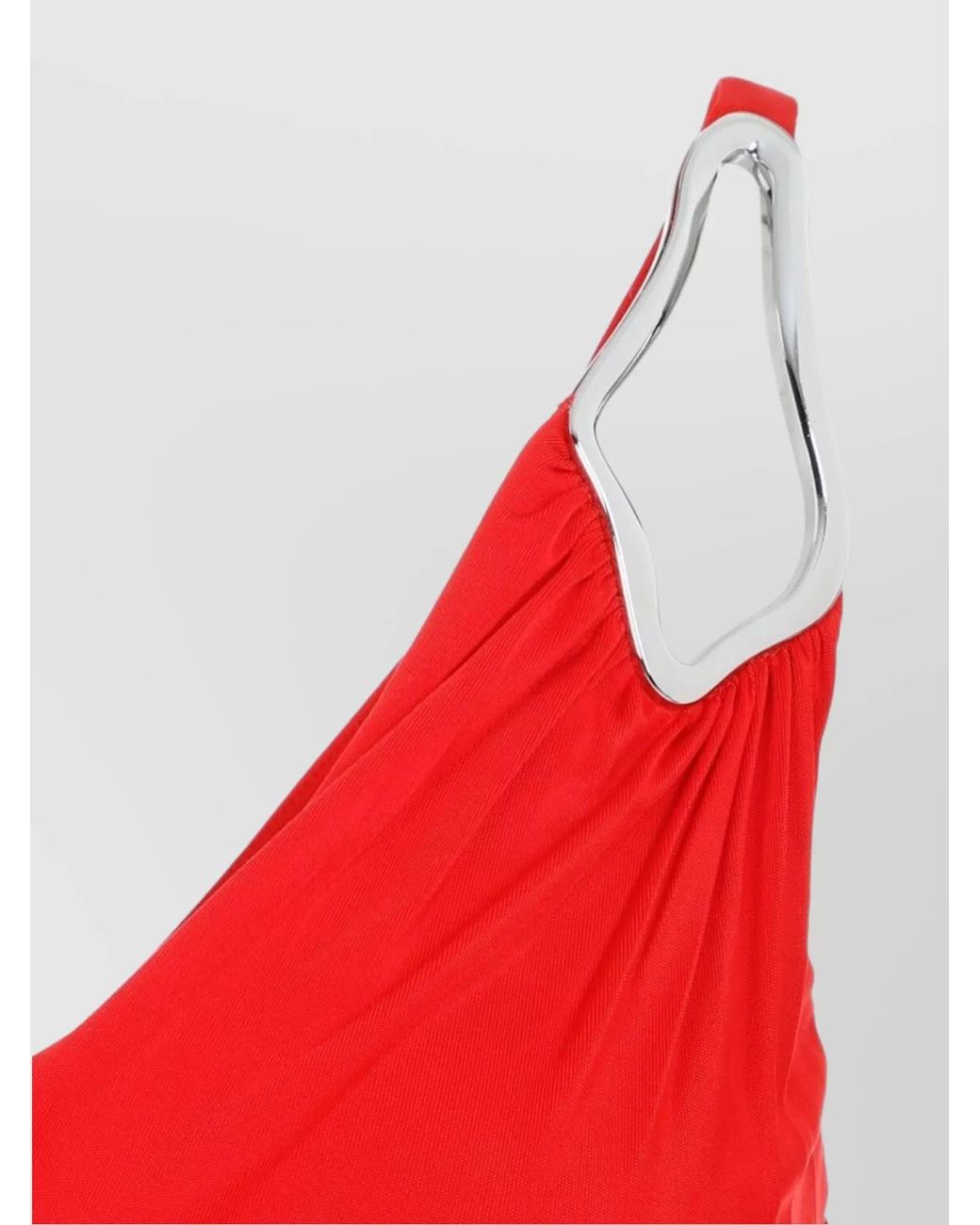 Lanvin Red Sleeveless V-Neck Midi Dress