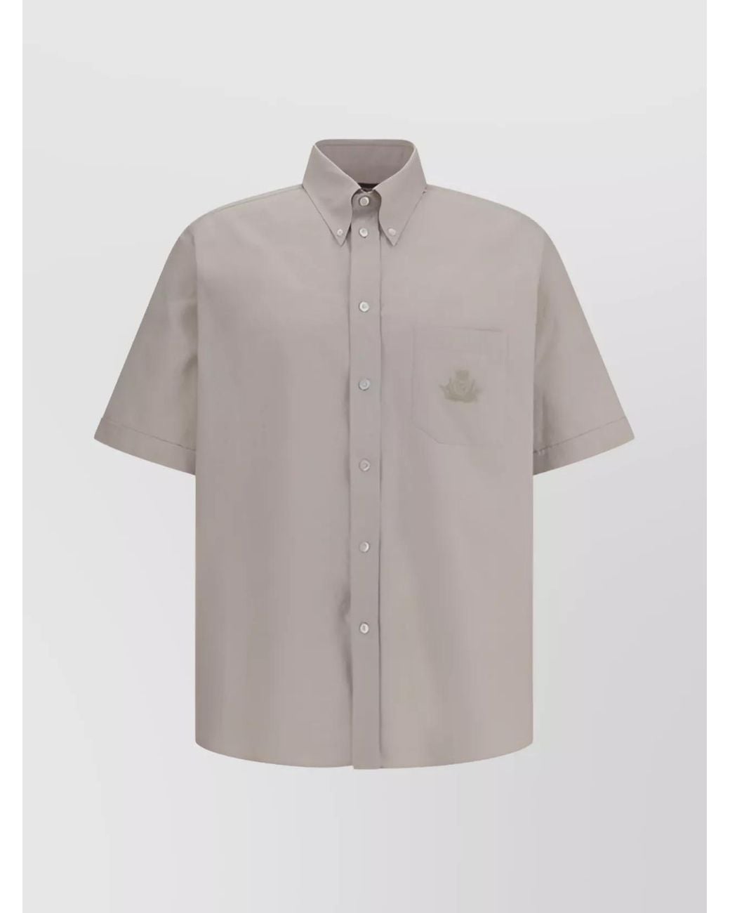Fendi Gray Cotton Short-Sleeve Oxford Shirt for men