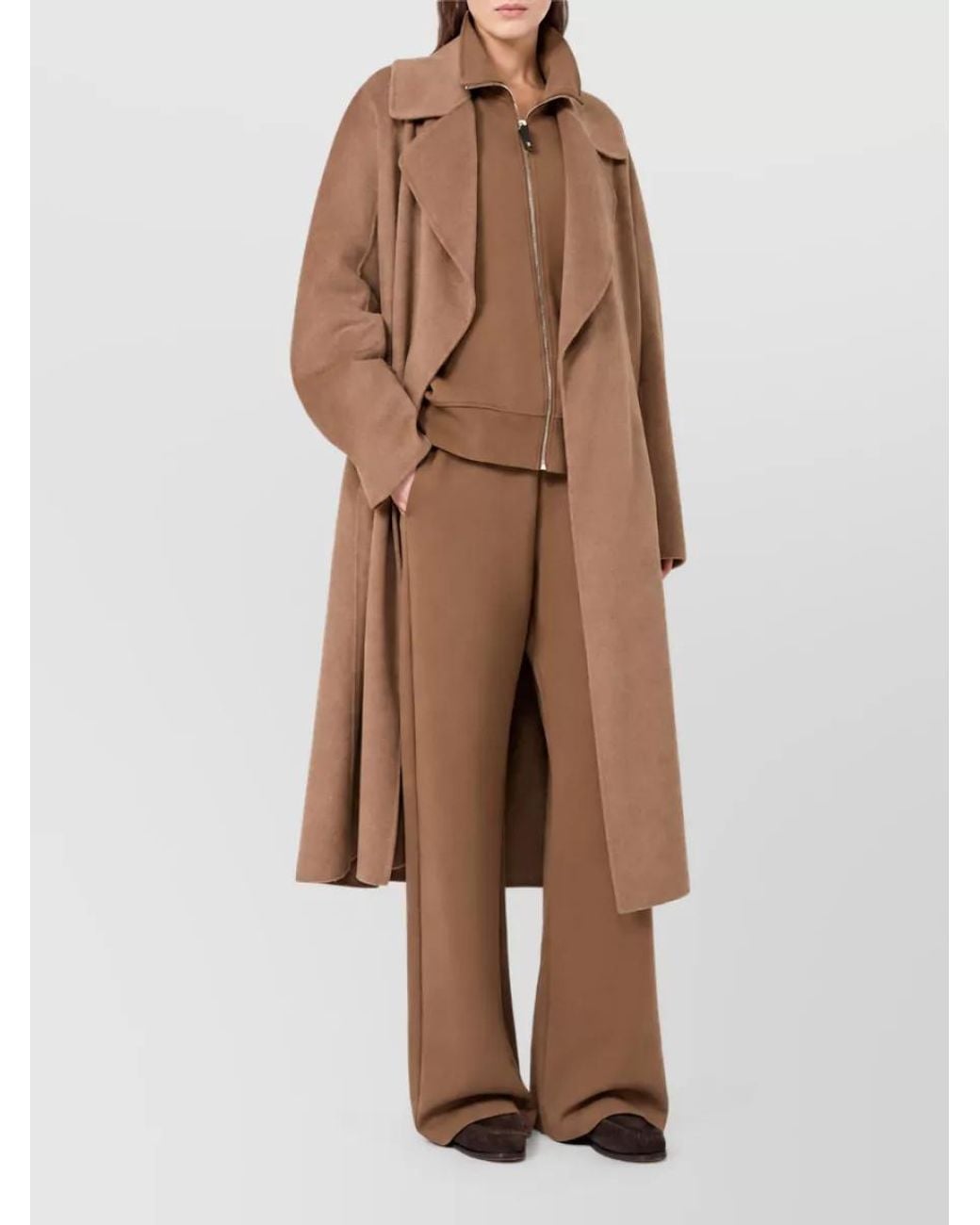 Max Mara Brown High-Neck Zip-Up Sweatshirt