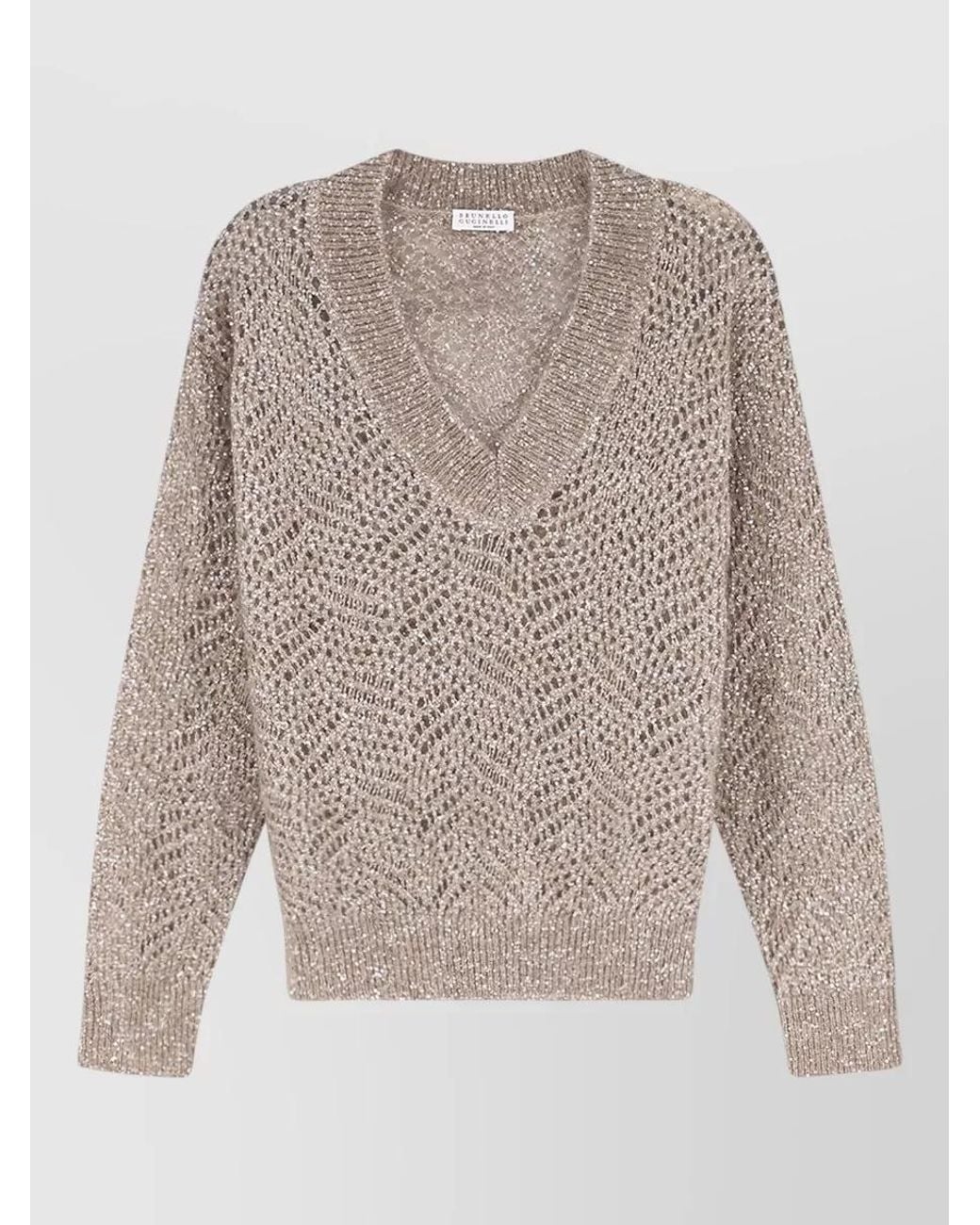 Brunello Cucinelli Multicolor Cashmere Crewneck Long-Sleeve Sweatshirt