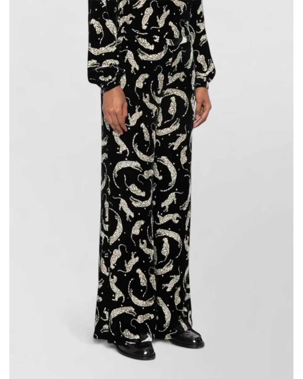 Forte_forte Black Silk Leopard-Print Wide-Leg Pyjama Bottoms