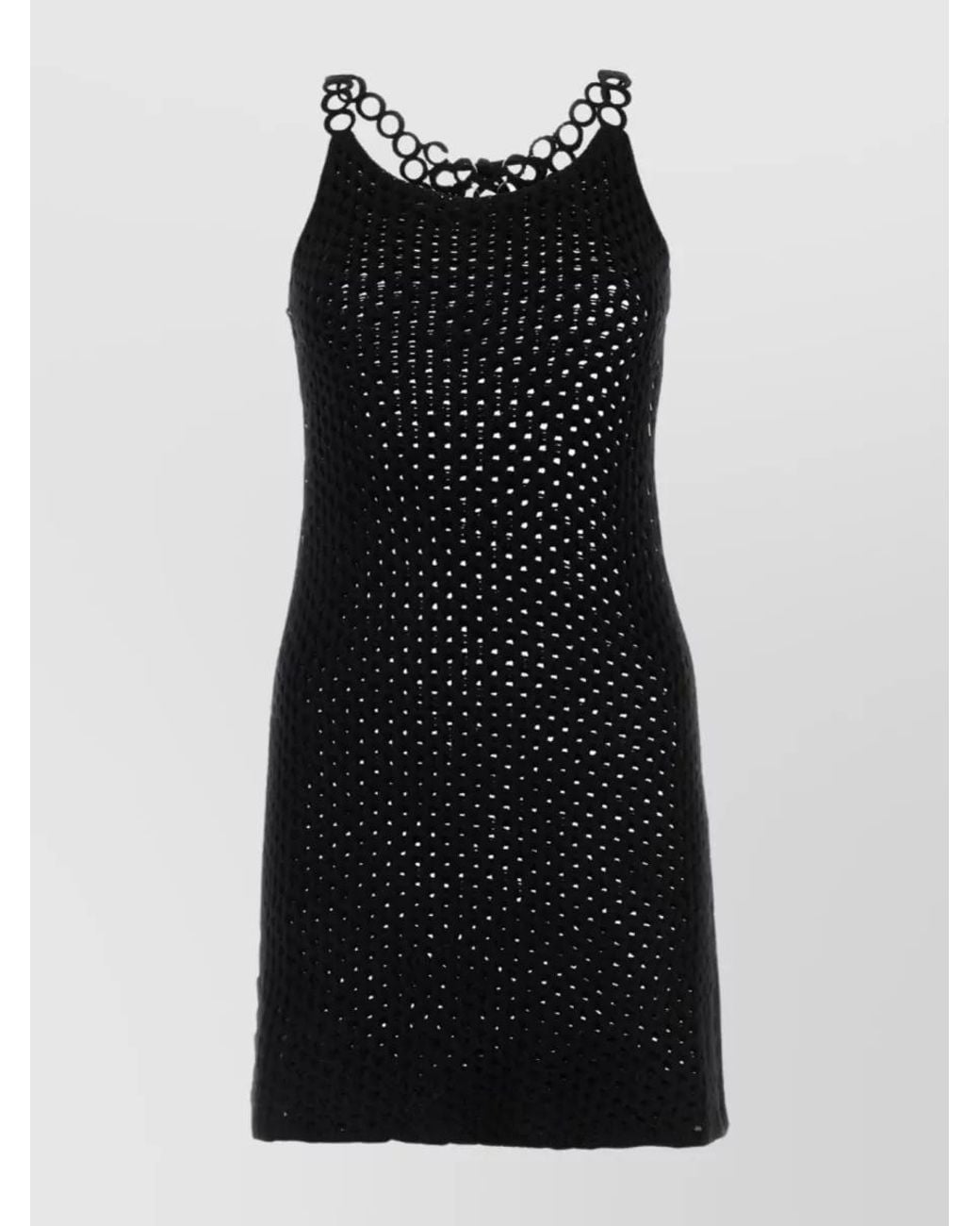 Chloé Black Wool Crochet Racerback Mini Dress