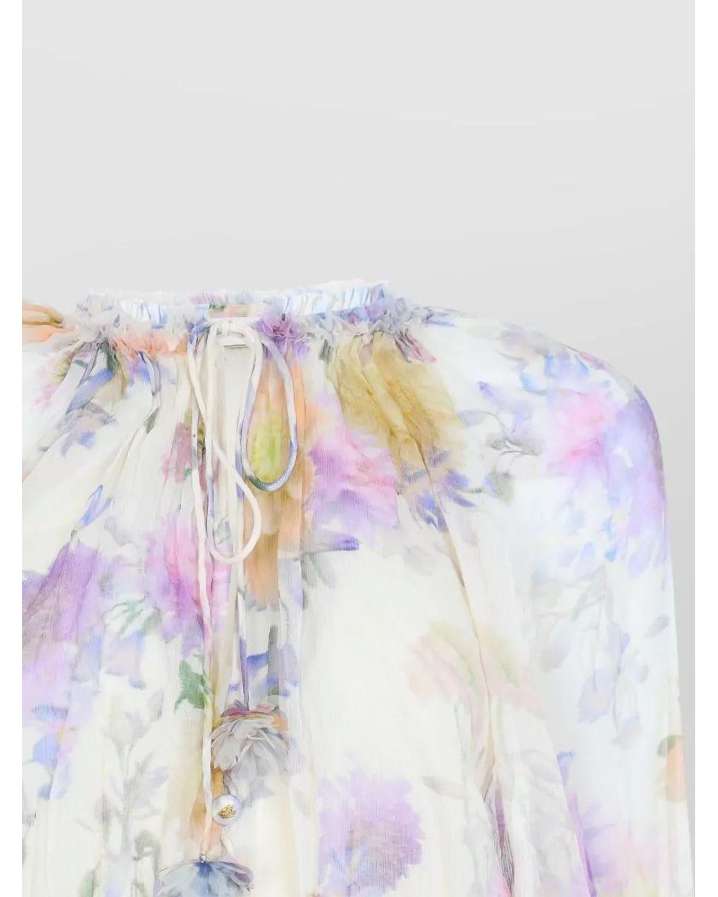 Zimmermann White Viscose Floral Print Long Sleeve Playsuit