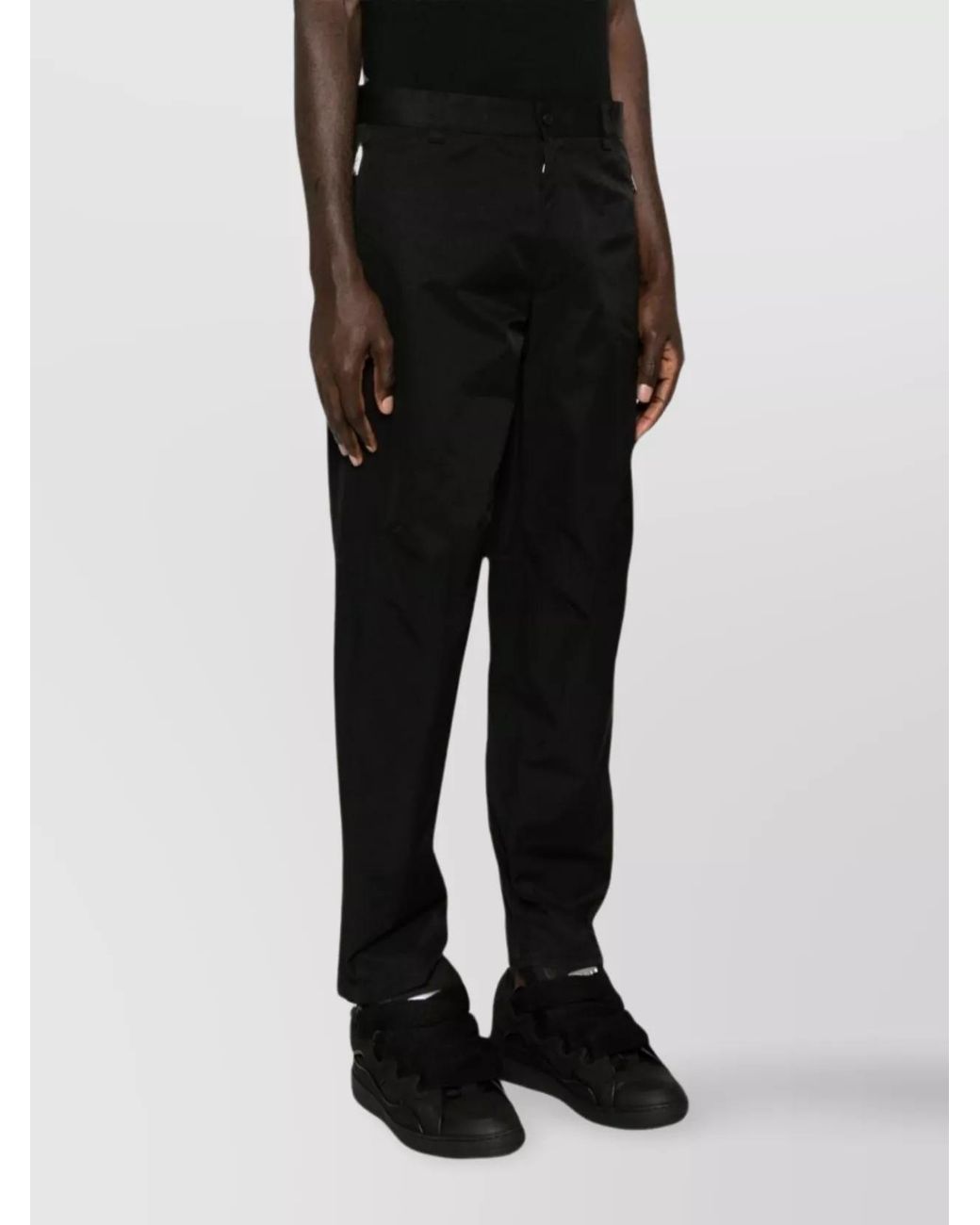 Lanvin Black Cotton Blend Tapered Biker Trousers for men