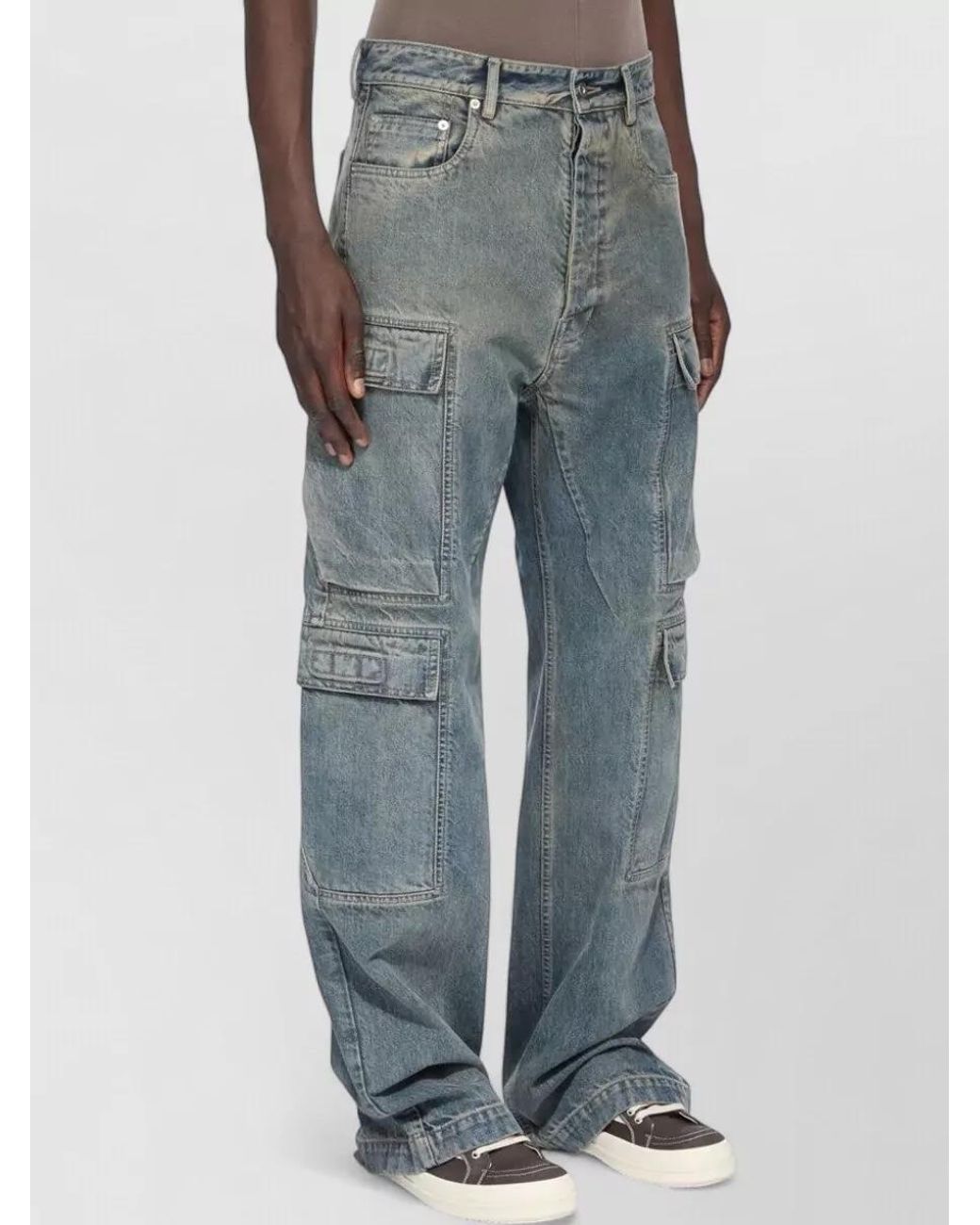 Rick Owens Gray Low-Rise Straight-Leg Cargo Jeans for men