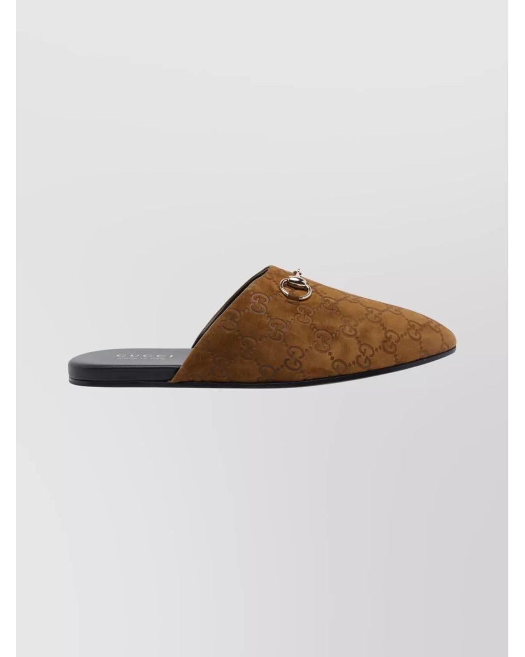 Gucci White Suede Leather Horsebit Mules for men