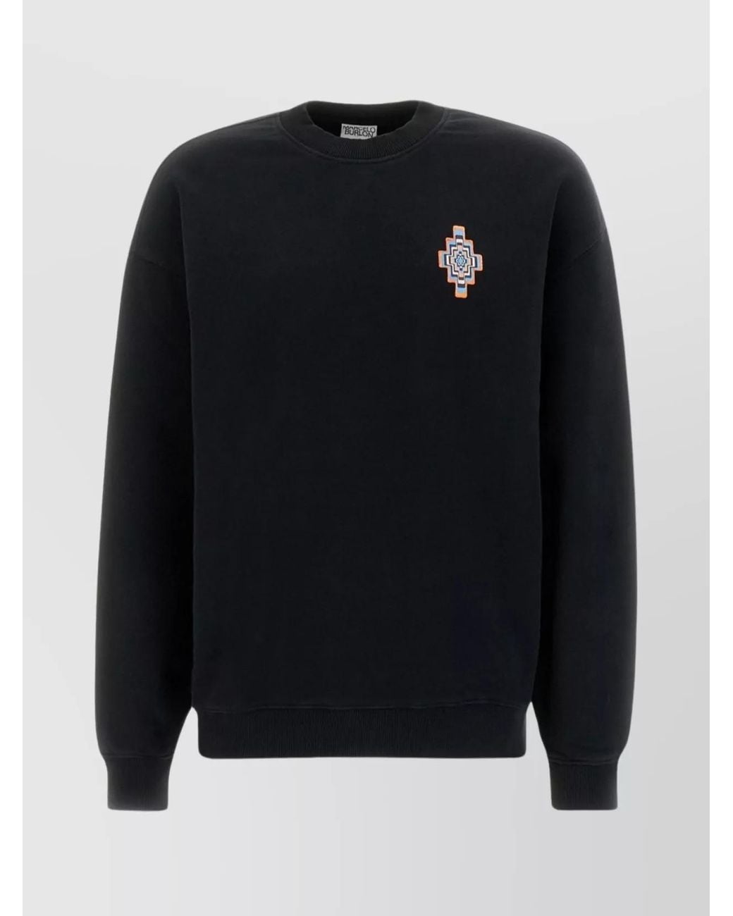 Marcelo Burlon Blue Cotton Oversized Ribbed Crew-Neck Sweatshirt for men