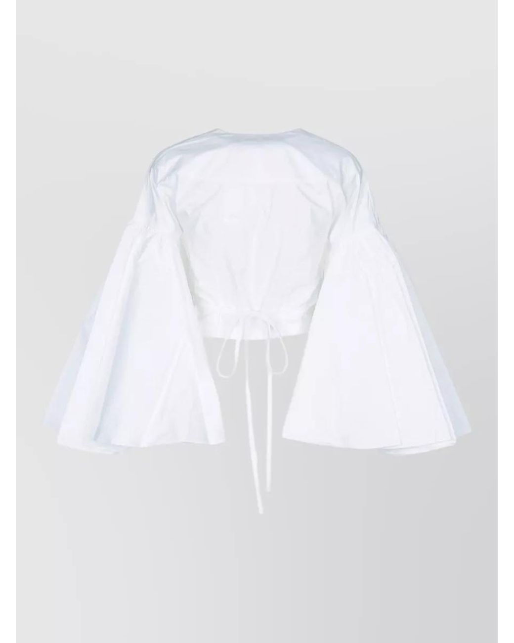 Jacquemus White Cotton V-Neck Wrap Cropped Blouse