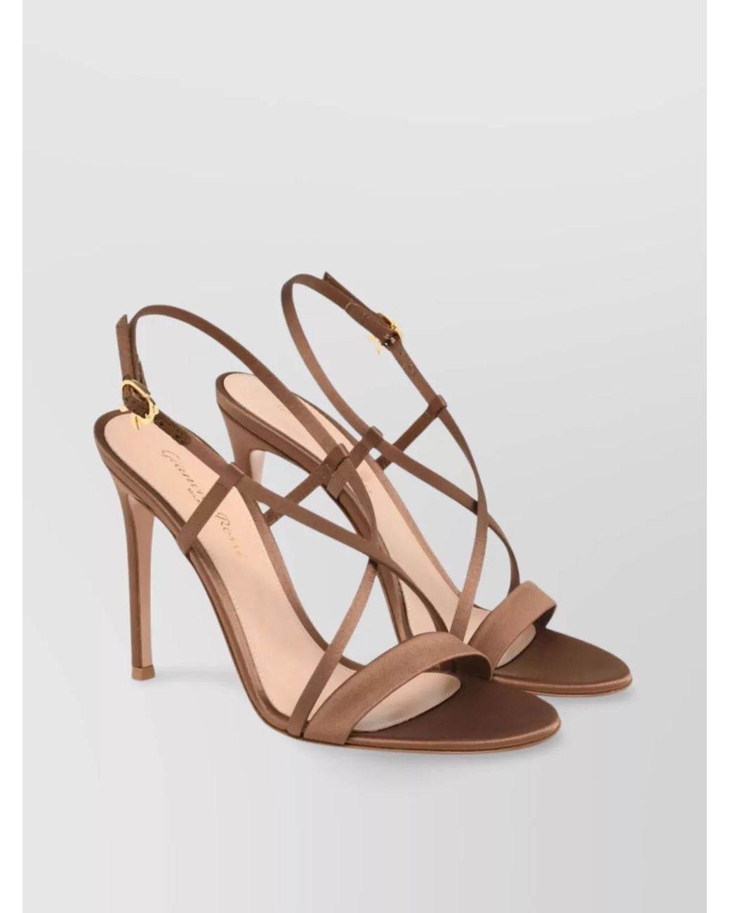 Gianvito Rossi Metallic Satin Ankle-Strap Stiletto Sandals