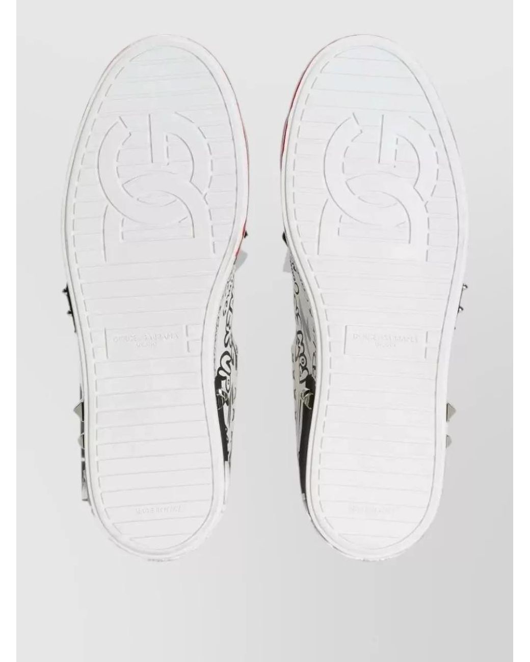Dolce & Gabbana Red Leather Graffiti-Print Heart-Patch Low-Top Sneakers for men