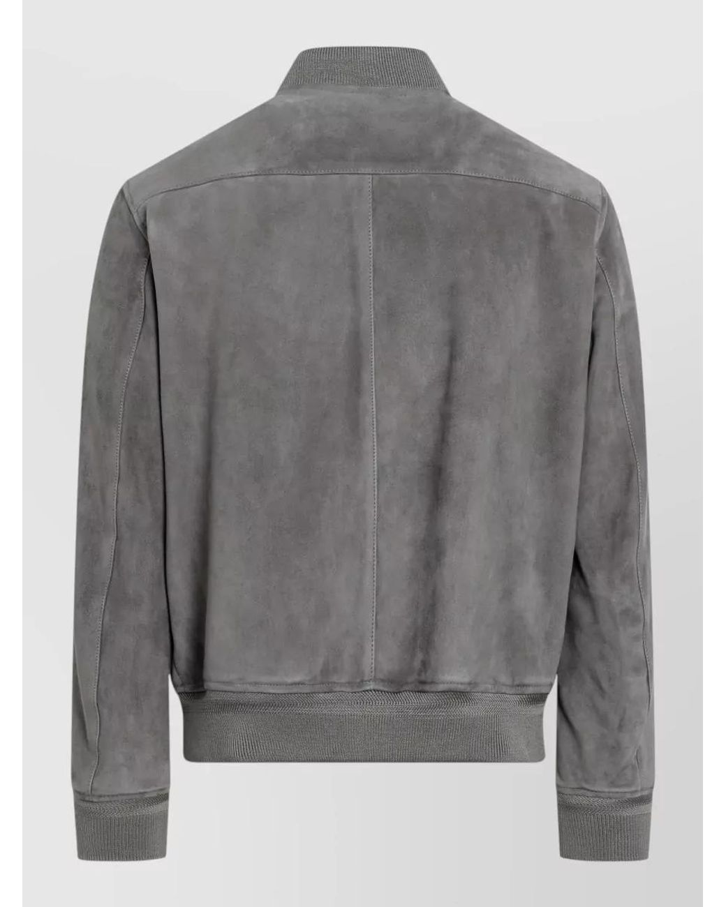Tom Ford Gray Suede Leather Bomber Jacket for men
