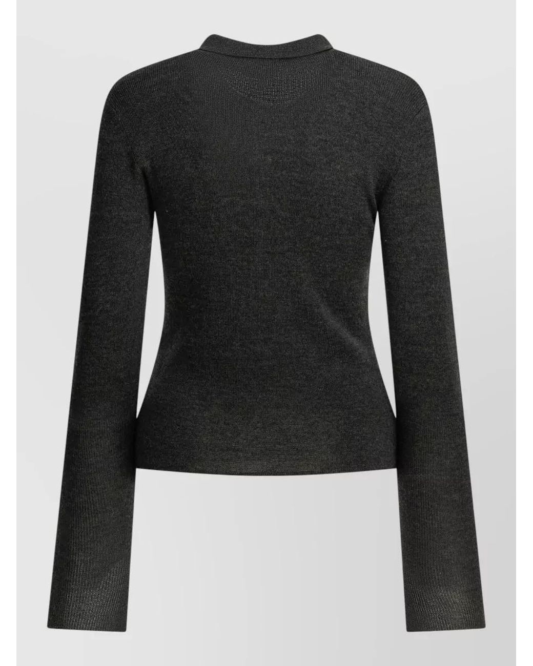 Ganni Black Wool Slim-Fit Polo Sweater