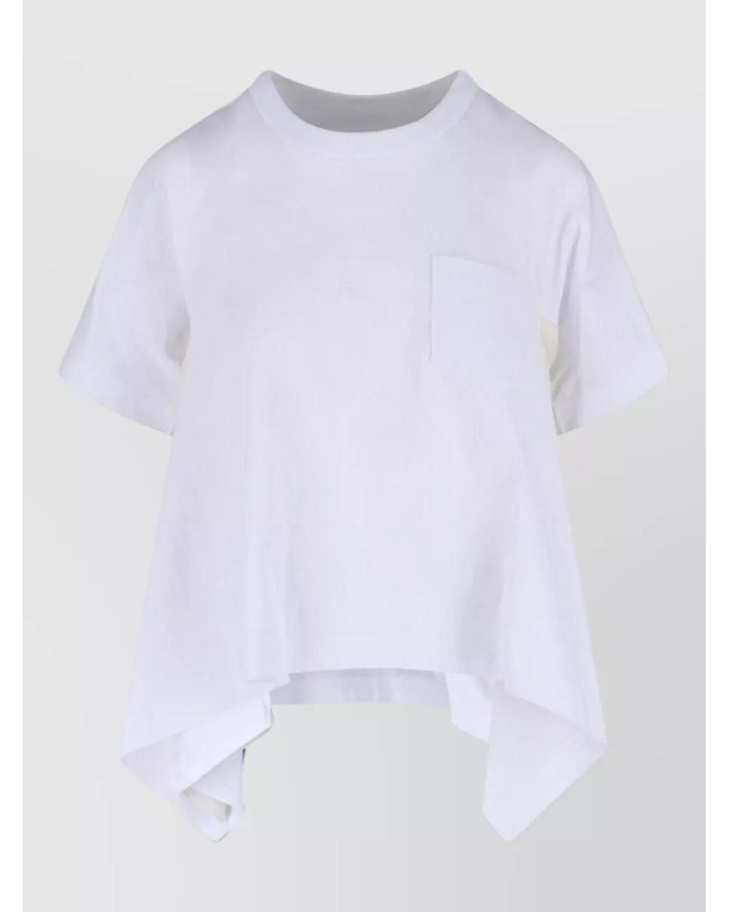 Sacai White Cotton Draped Panelled Asymmetric T-Shirt