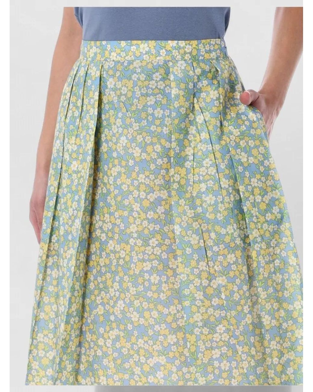 Prada Green Blossom Midi Skirt High Waist Pockets