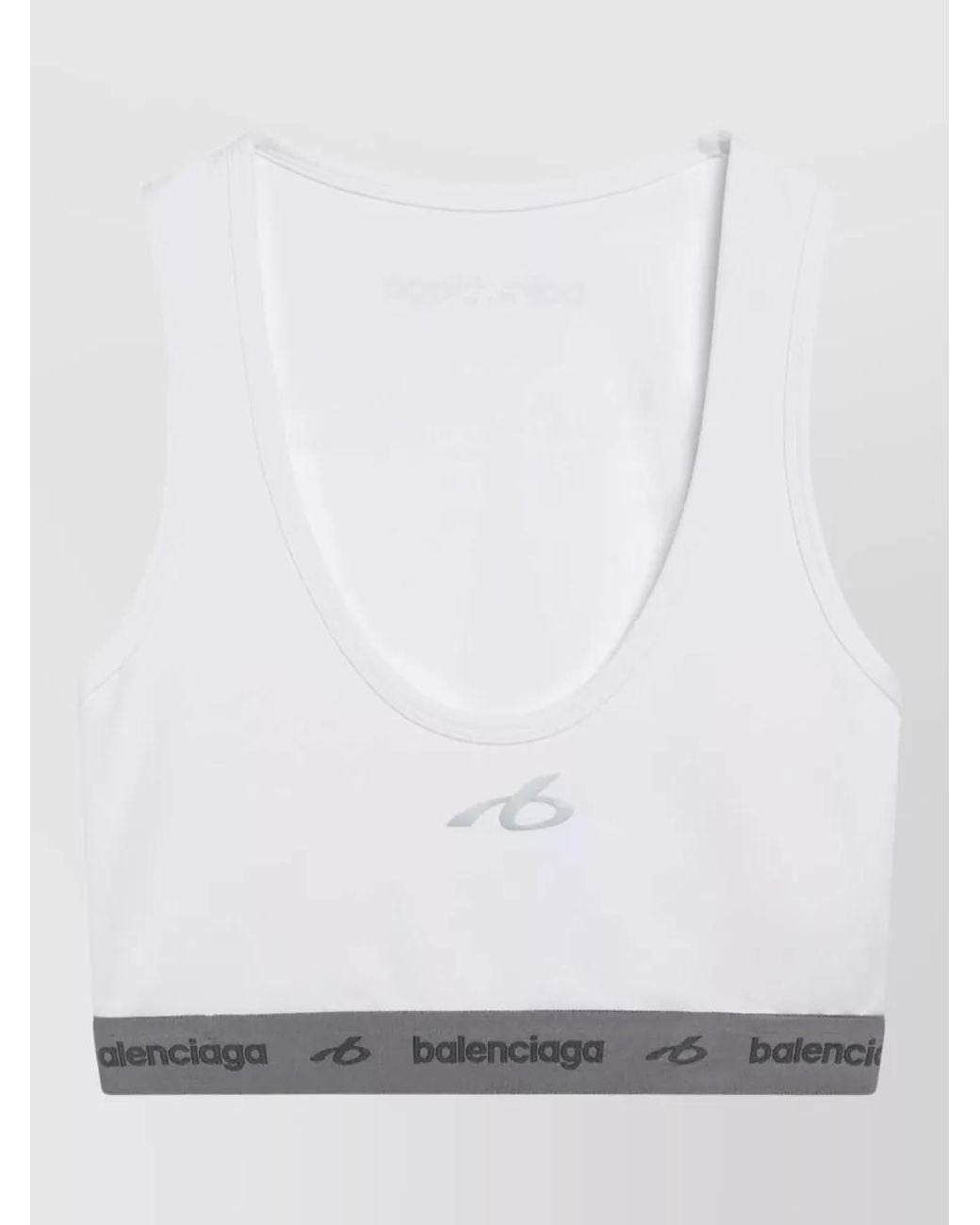 Balenciaga White Technical Scoop Neck Bra Tank Top