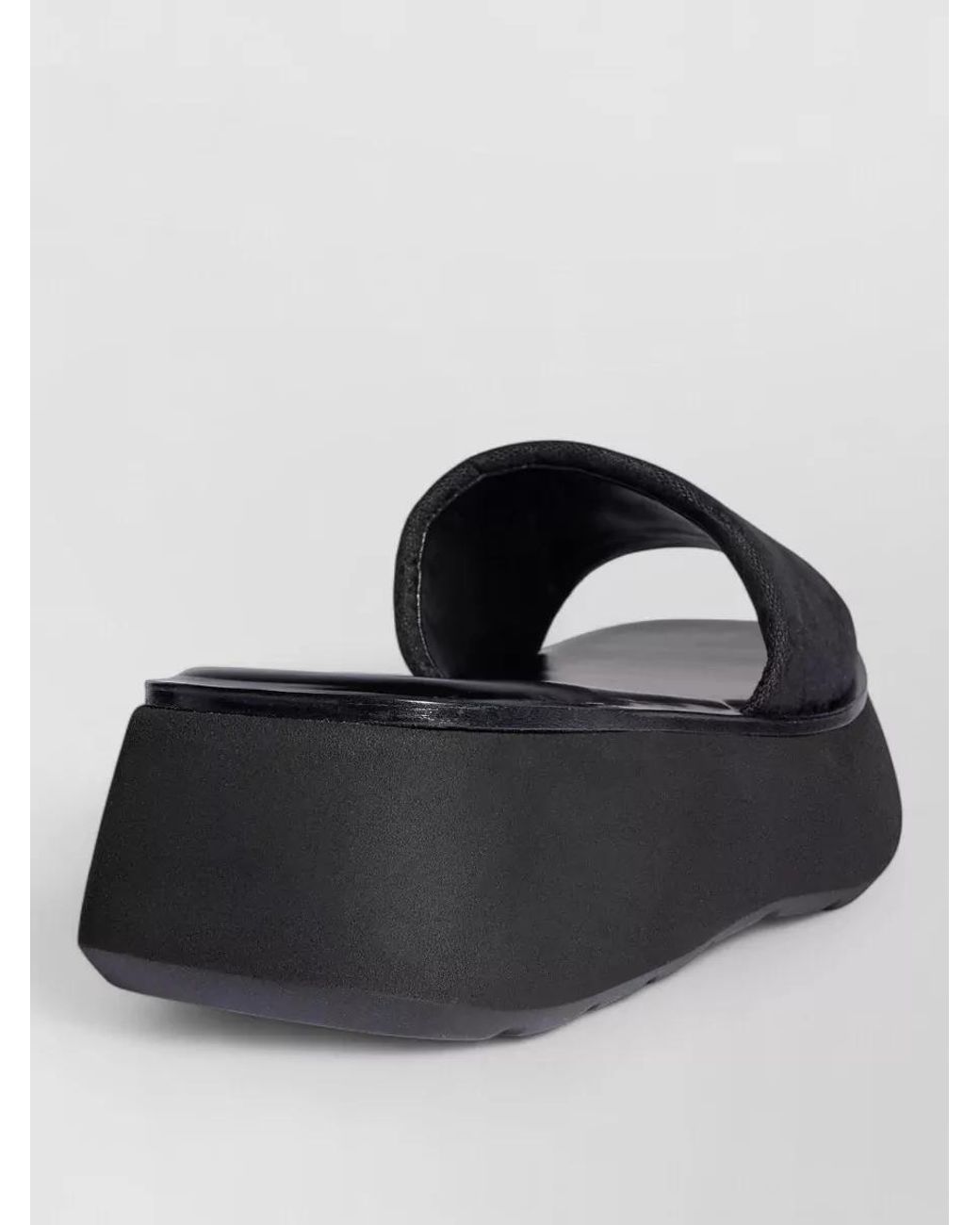 Gucci Black Canvas Flatform Slide Sandals