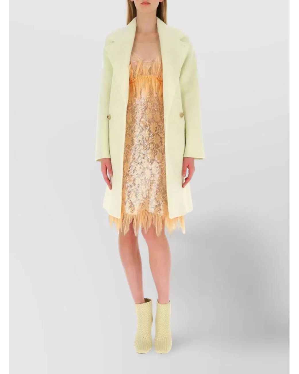 Bottega Veneta Multicolor Wool Blend Double Breasted Coat