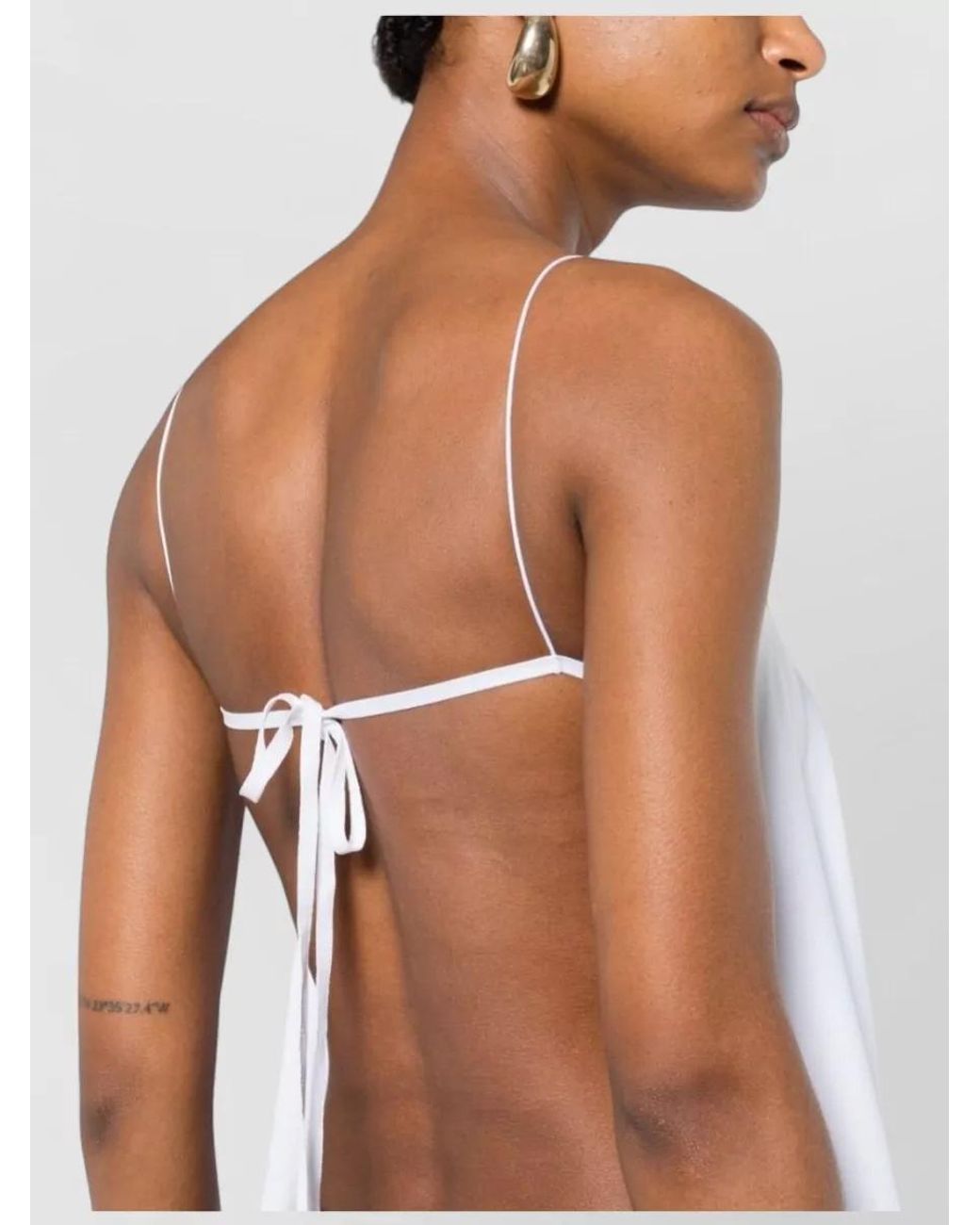 Jacquemus White Voile Scoop Neck Strappy Top