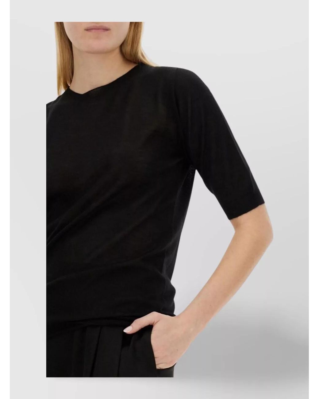 Fabiana Filippi Black Cashmere Silk Slim-Fit Knitted Top