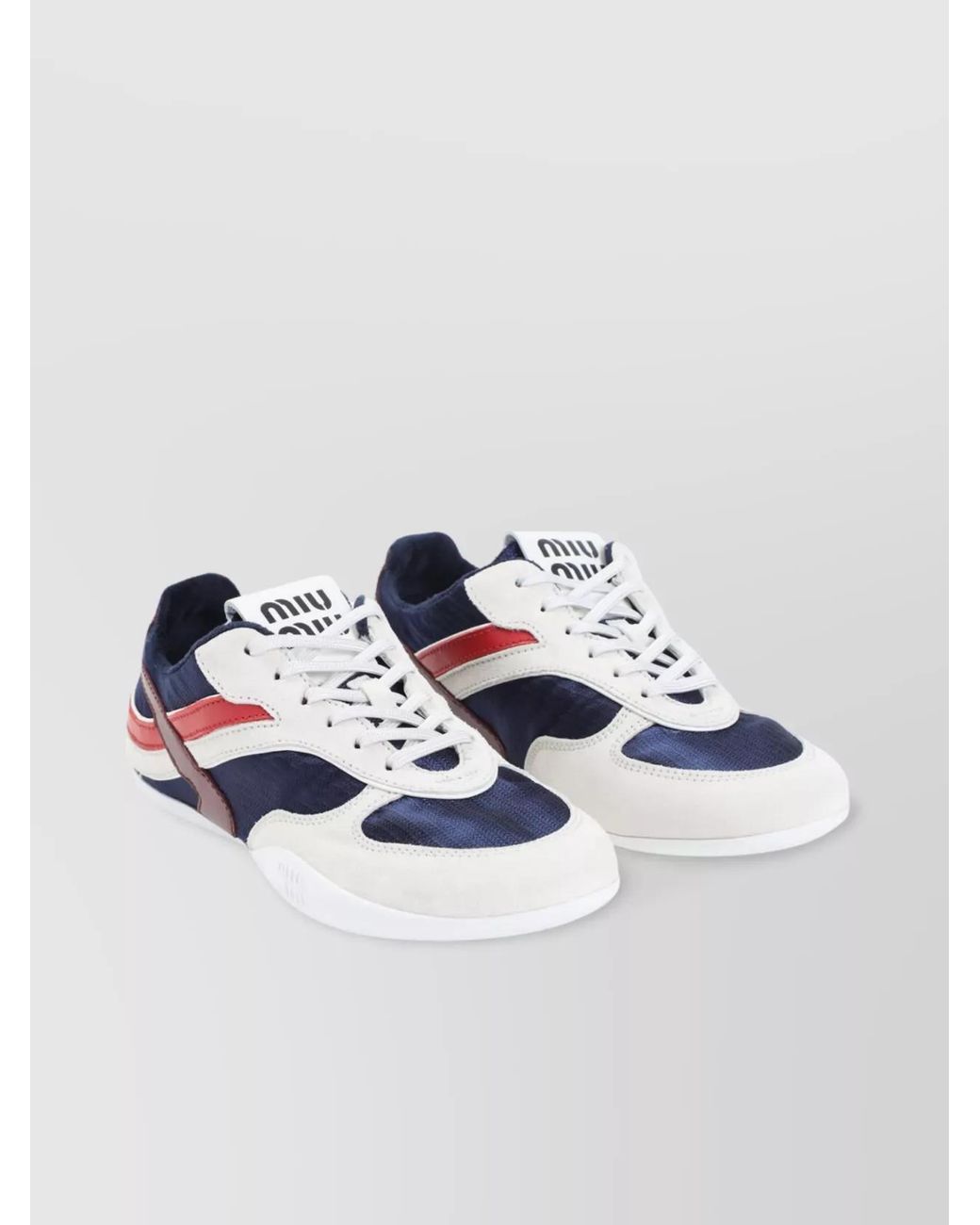 Miu Miu Metallic Technical Fabric And Suede Low-Top Sneakers