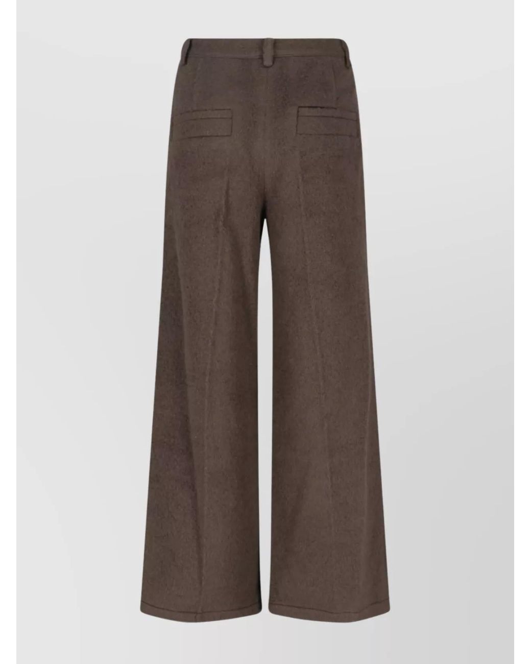 Low Classic Brown Wool Alpaca Wide-Leg Trousers