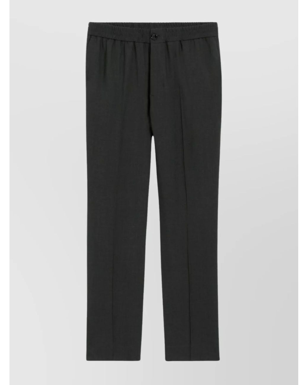 AMI Black Wool Pleated Straight-Leg Trousers for men