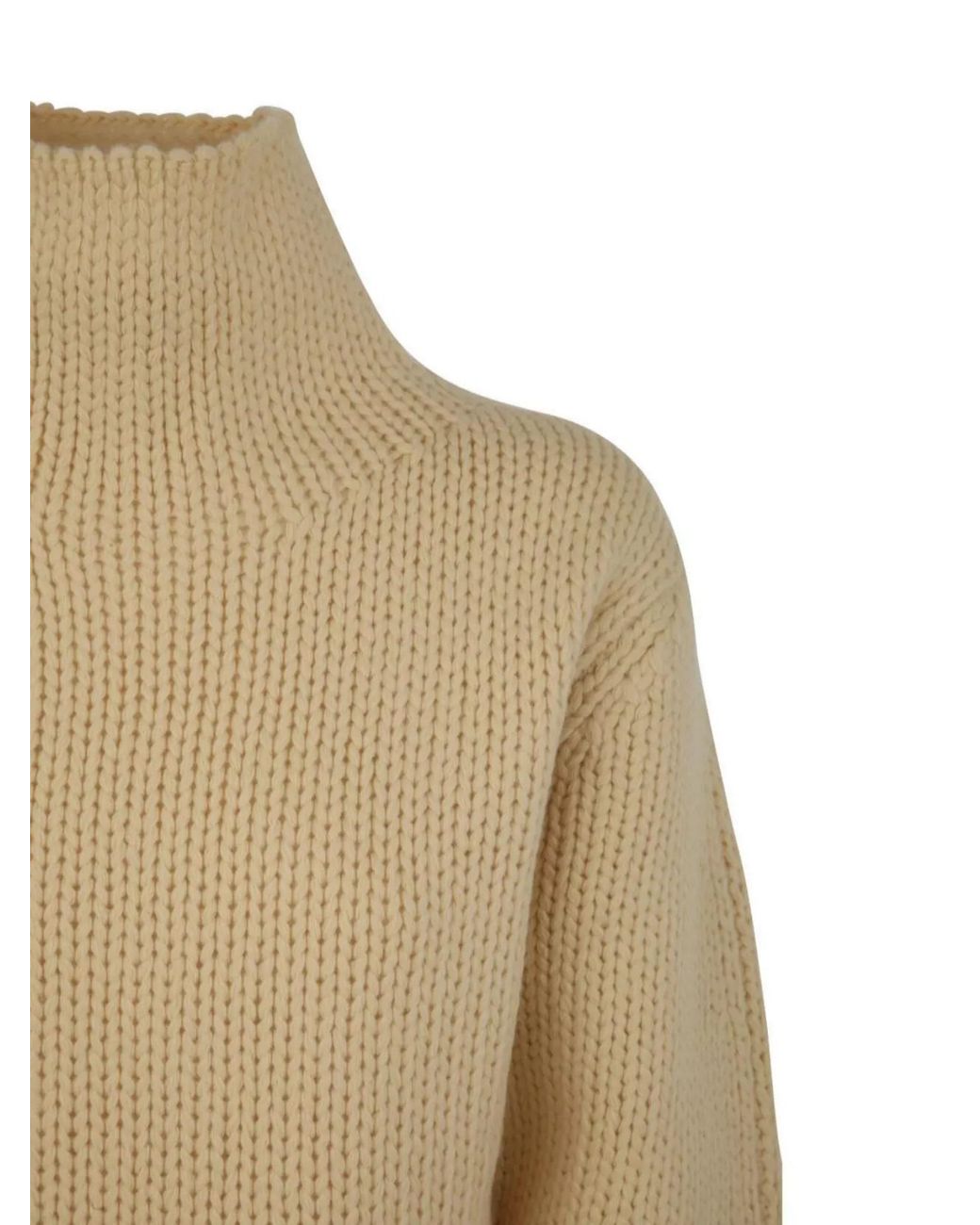 Jil Sander Natural Long Sleeved High Neck Sweater For