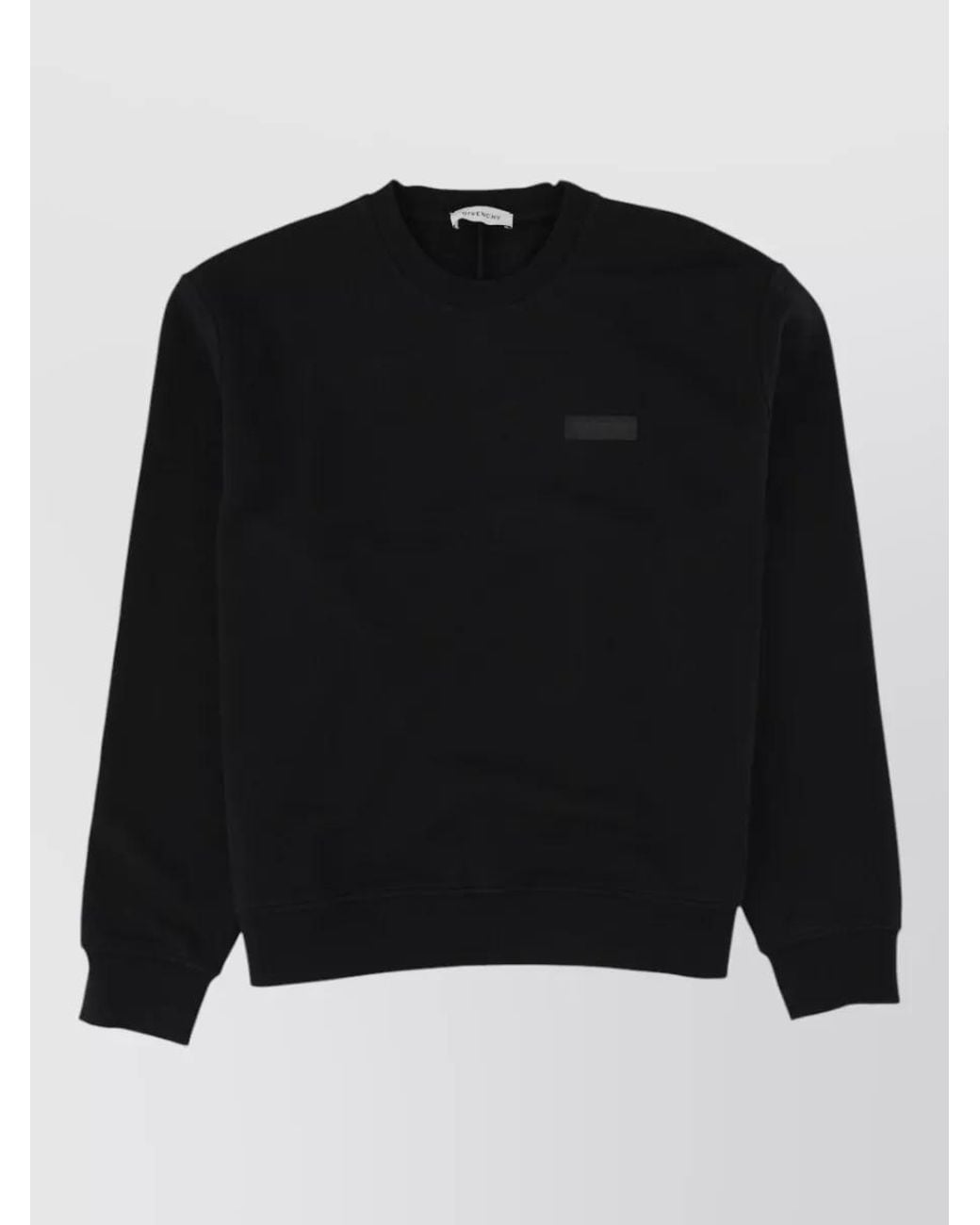 Givenchy Black Cotton Logo Appliqué Crew Neck Sweatshirt for men