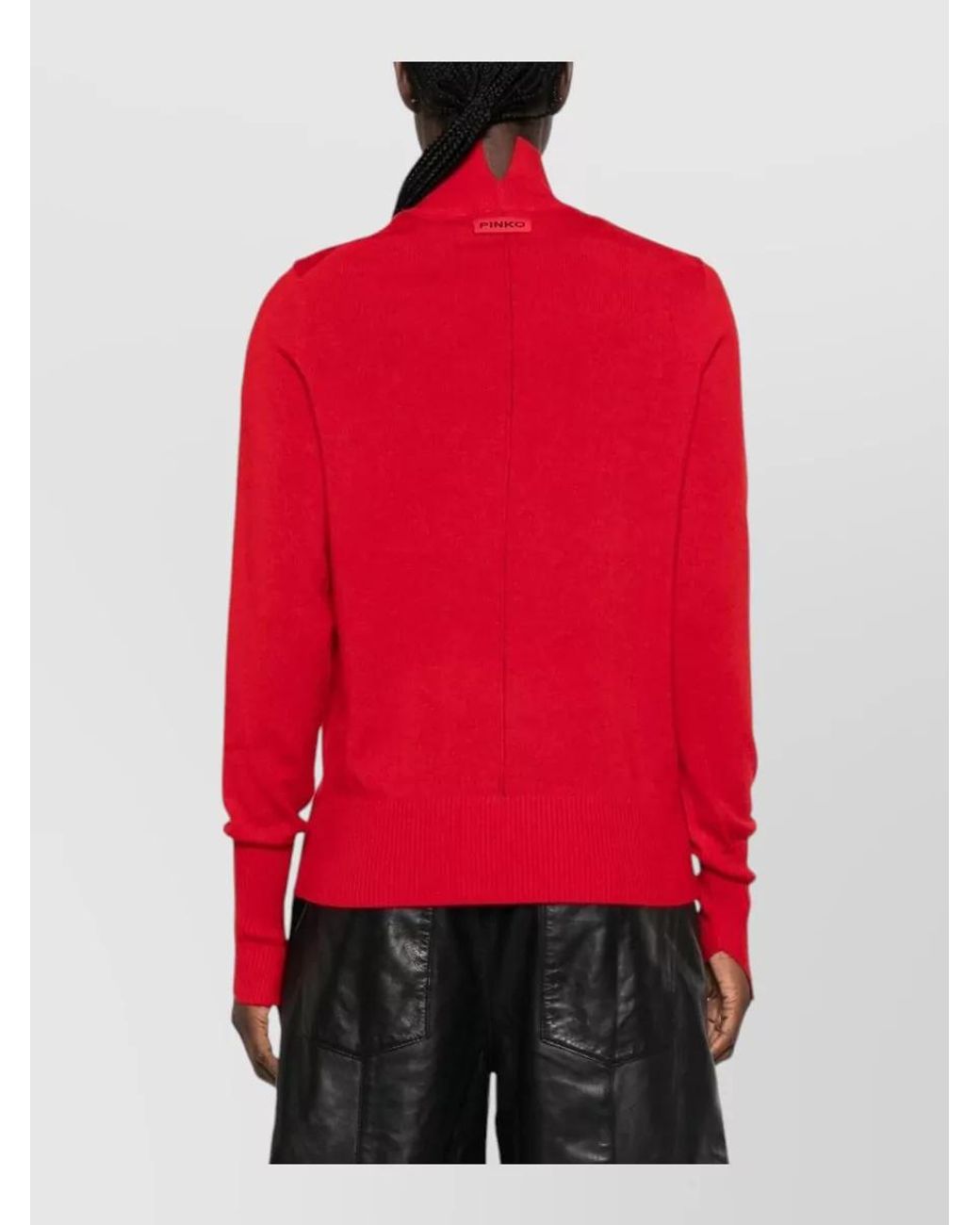 Pinko Red Cashmere Wool Crewneck Sweater