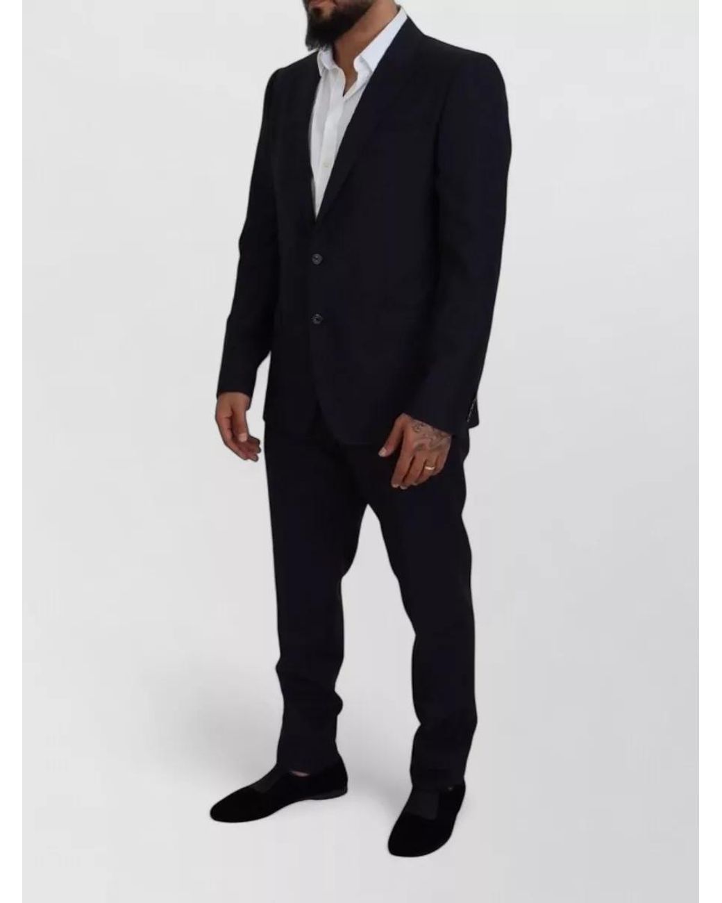 Dolce & Gabbana Blue Silk Wool Single Breasted Suit for men
