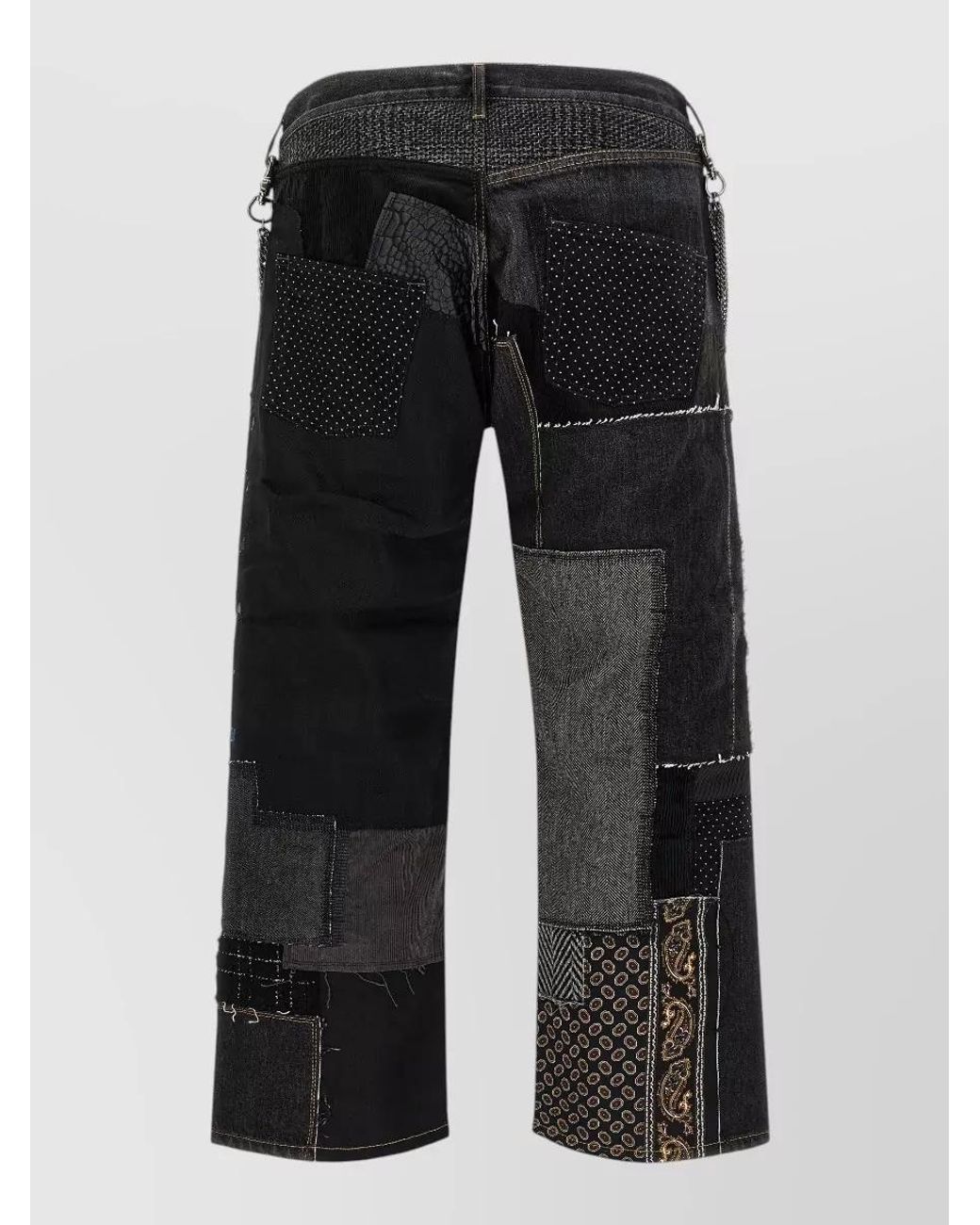 Junya Watanabe Black Patchwork Wide-Leg Denim Jeans for men
