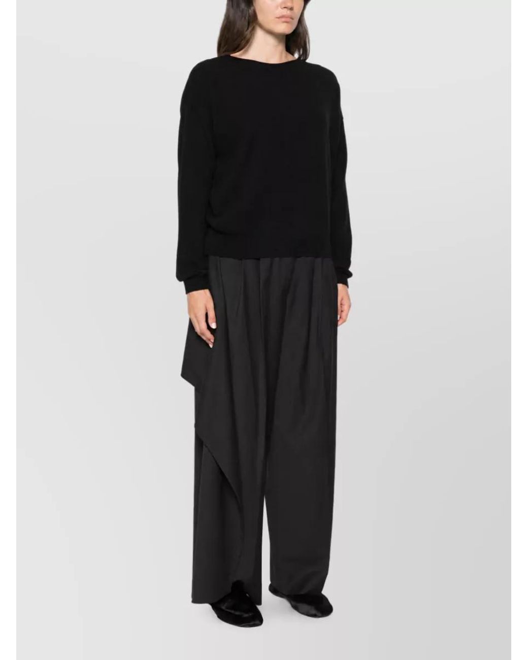 C.t. Plage Black Cashmere Ribbed-Hem Crewneck Sweater