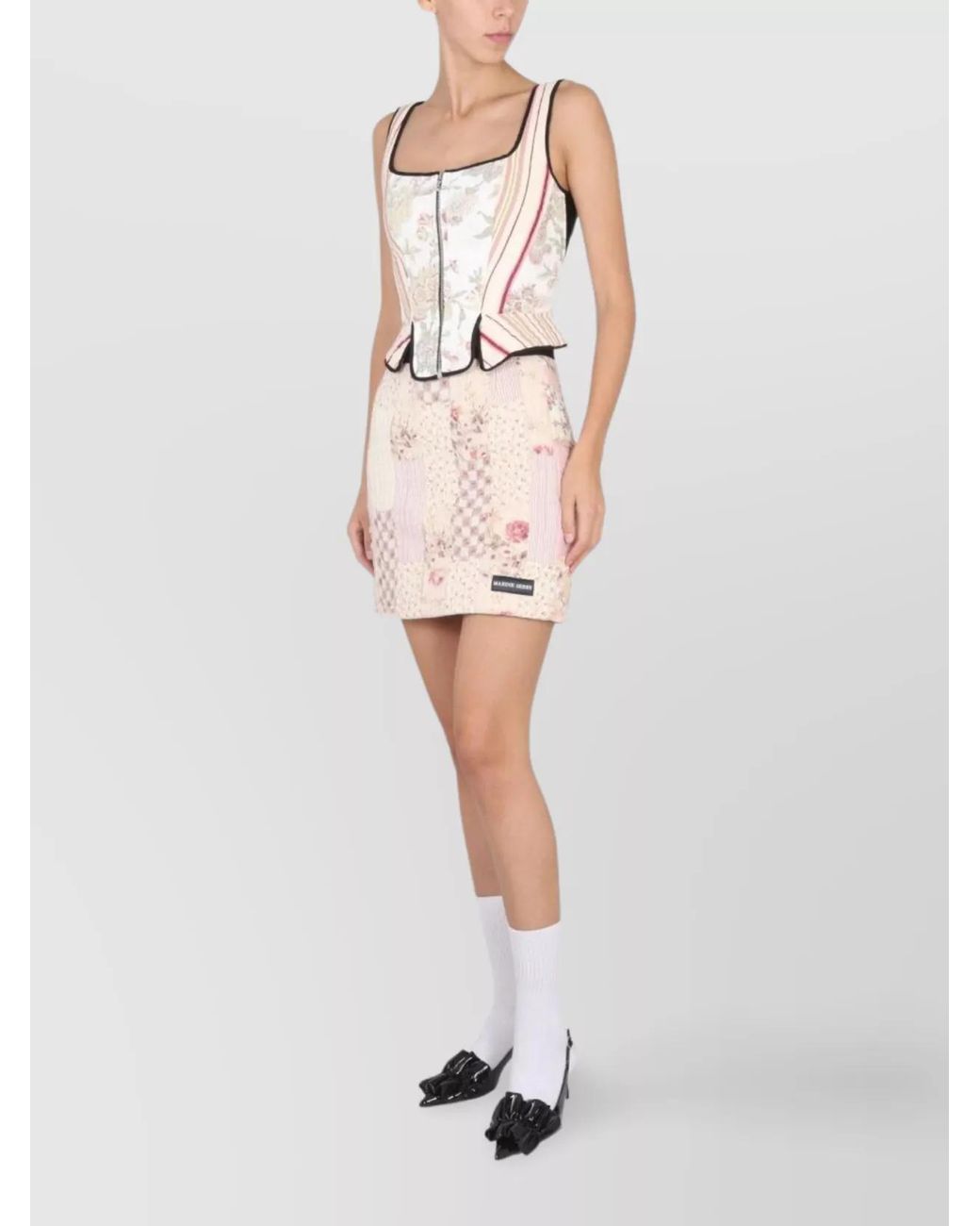 MARINE SERRE White Cotton Mini Skirt