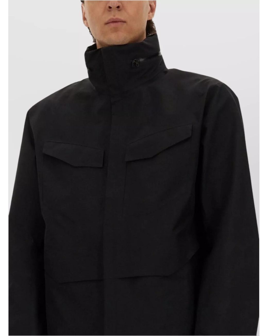 Veilance Black Nylon Hooded Military Jacket for men