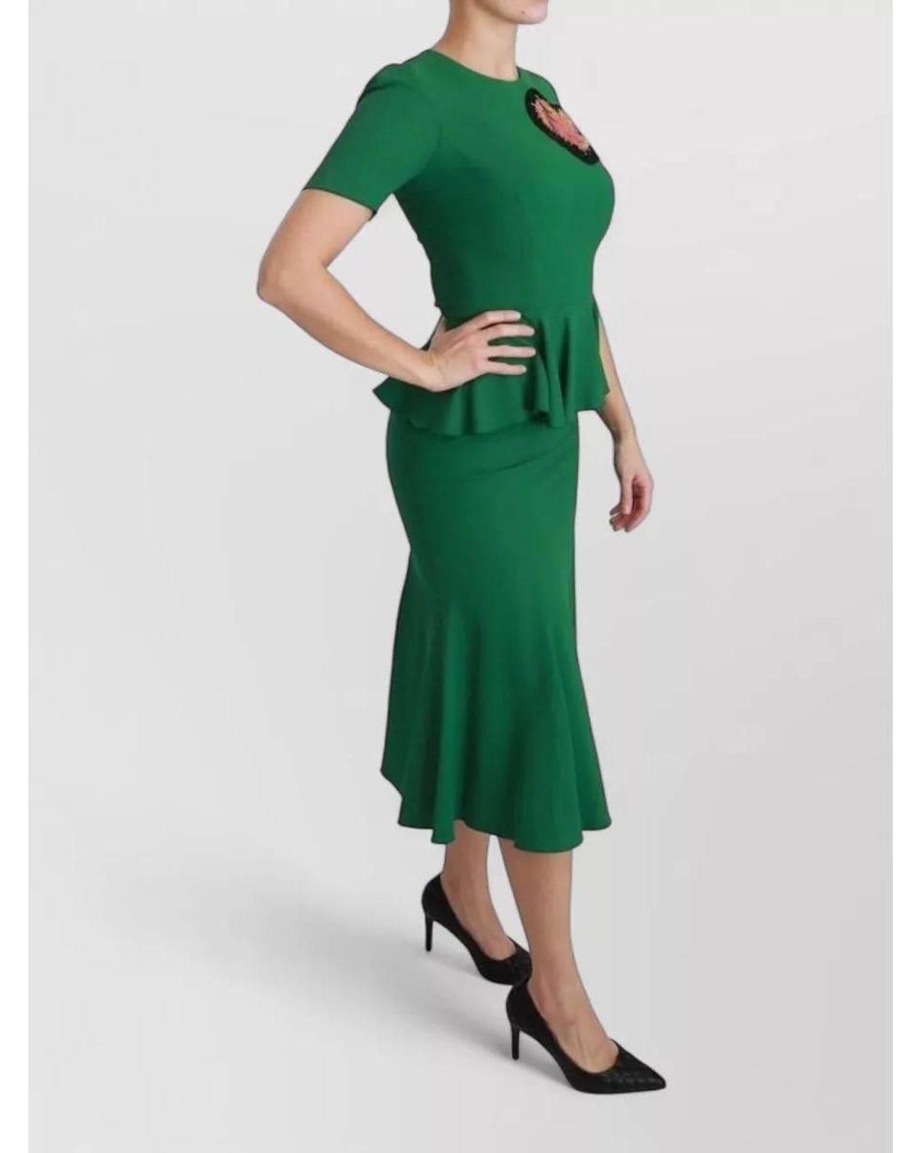 Dolce & Gabbana Green Viscose Mermaid Midi Dress