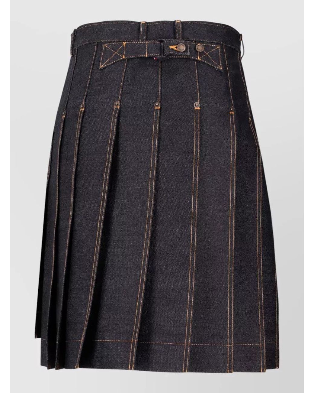 Thom Browne Black Denim Bermuda Pleated Skirt