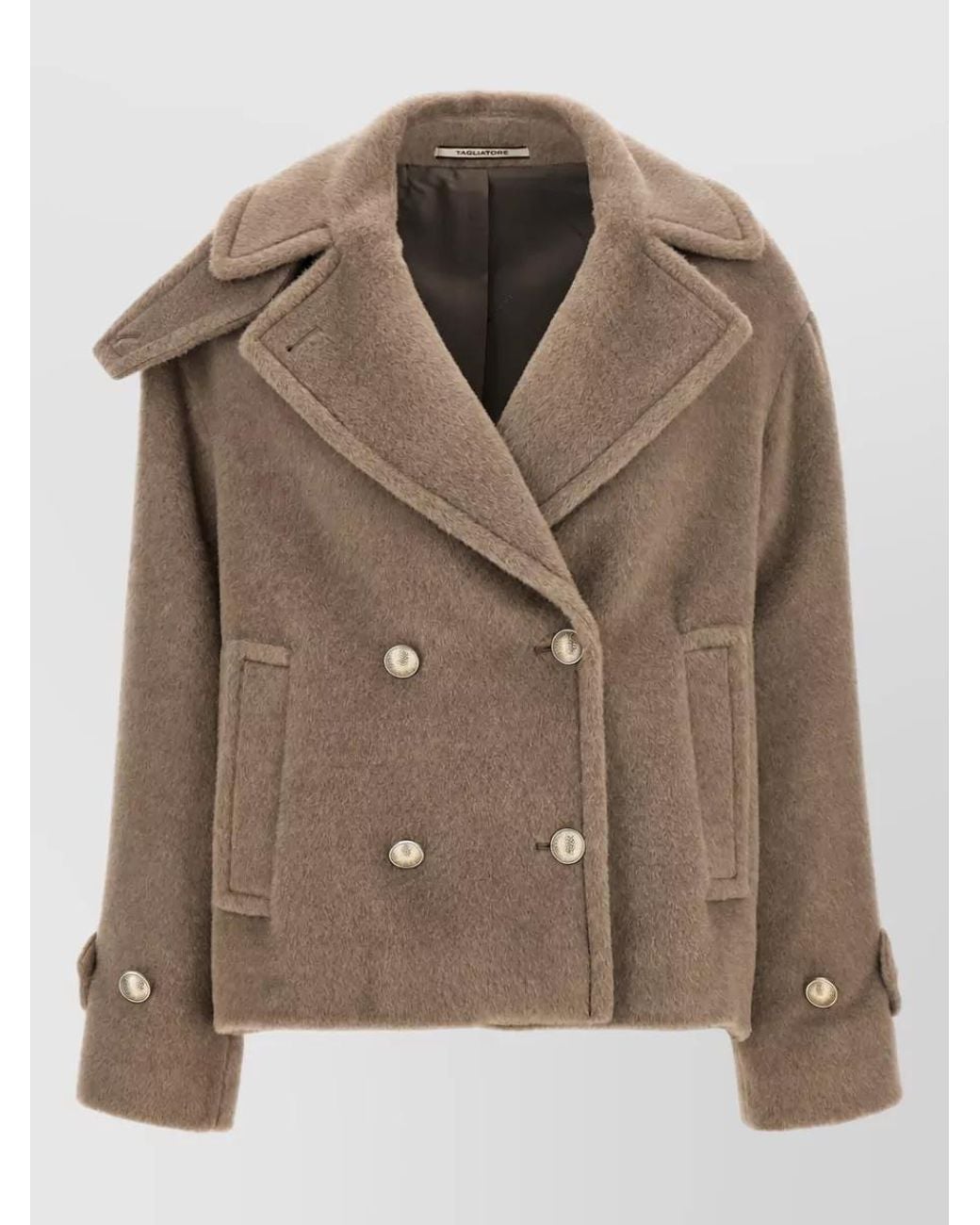 Tagliatore Brown Wool Alpaca Double-Breasted Short Coat
