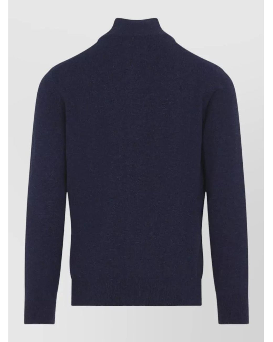 Brunello Cucinelli Blue Cashmere Ribbed Full Zip Cardigan for men