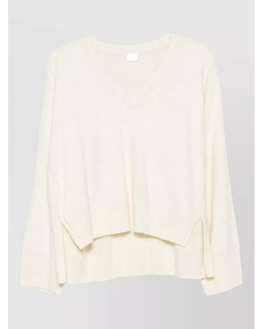 C.t. Plage Natural Wool V-Neck Long-Sleeve Jumper