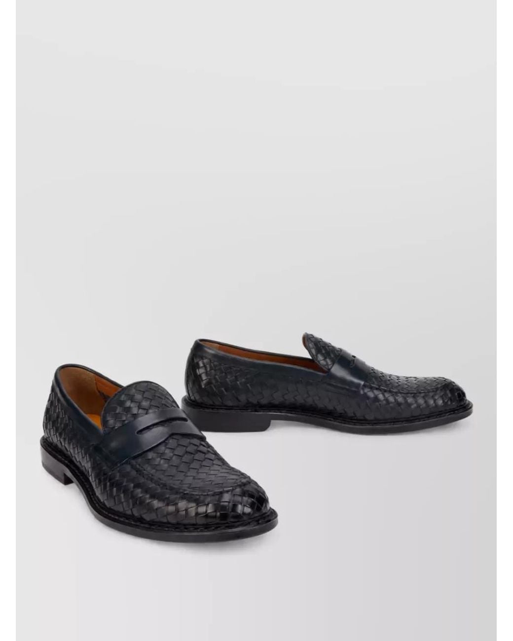 Doucal's Black Woven Leather Loafers for men