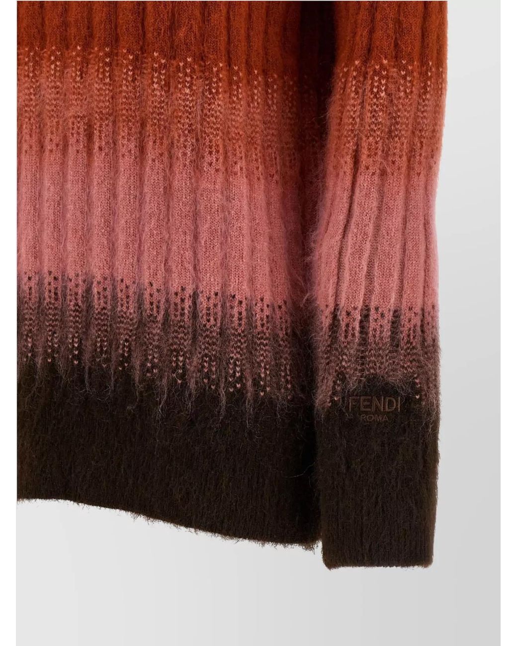 Fendi Brown Ribbed Slim-Fit Gradient Jumper