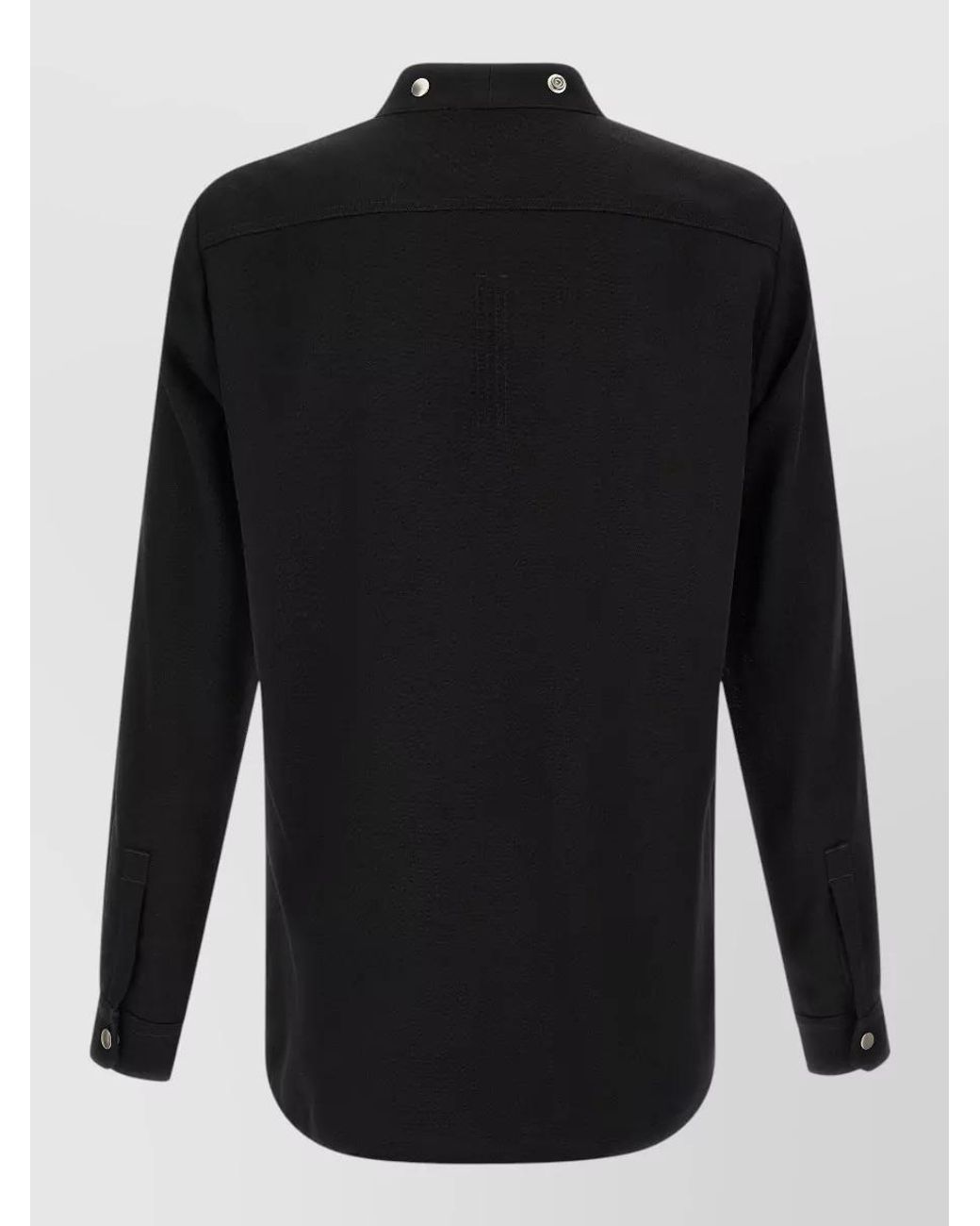 Rick Owens Black Cotton V-Neck Shirt Jacket for men