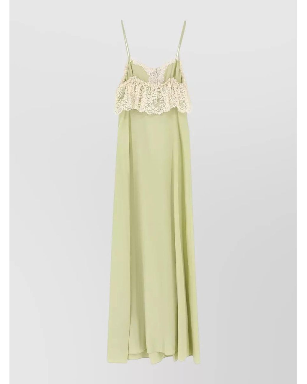 Chloé White Silk Lace-Trim Long Dress
