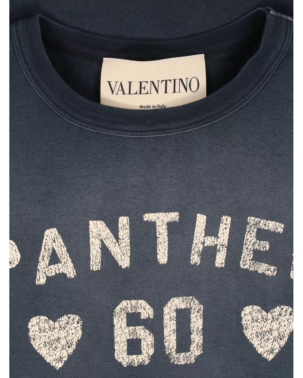 Valentino Blue Printed Cotton Regular-Fit T-Shirt