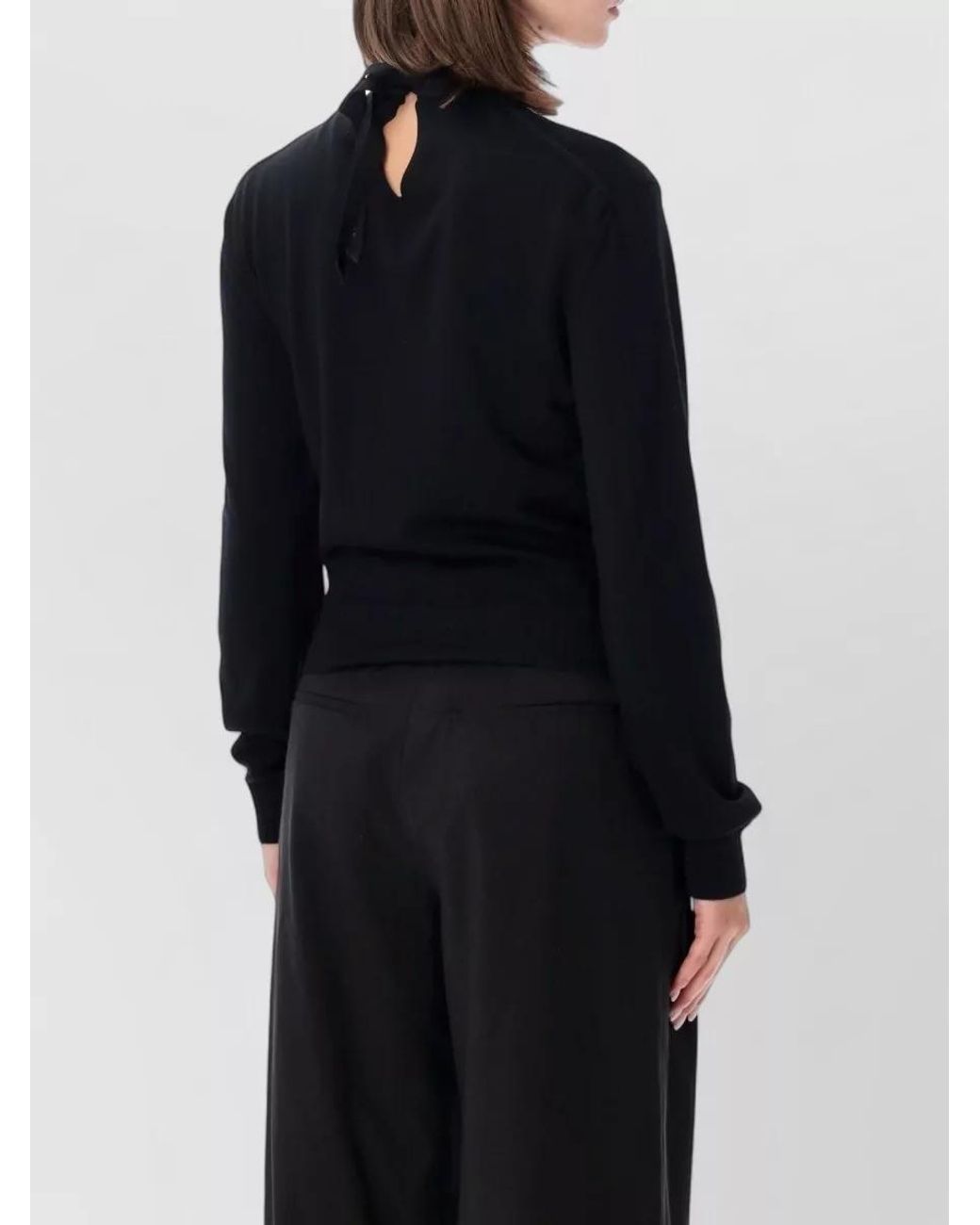 Lanvin Blue Wool Regular-Fit Grosgrain-Knot Sweater
