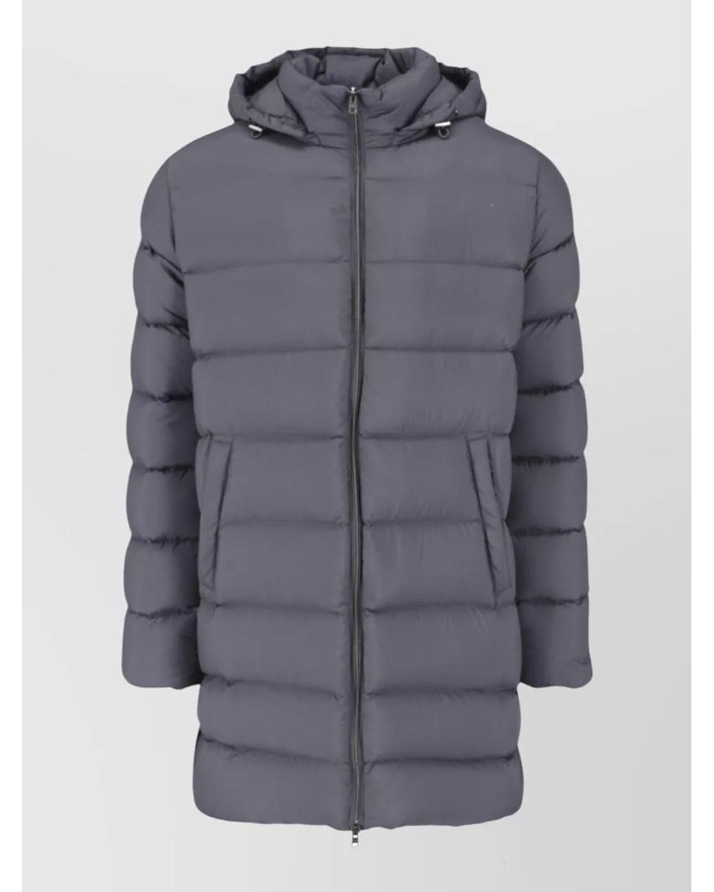 Herno Gray Long Hooded Puffer Coat for men
