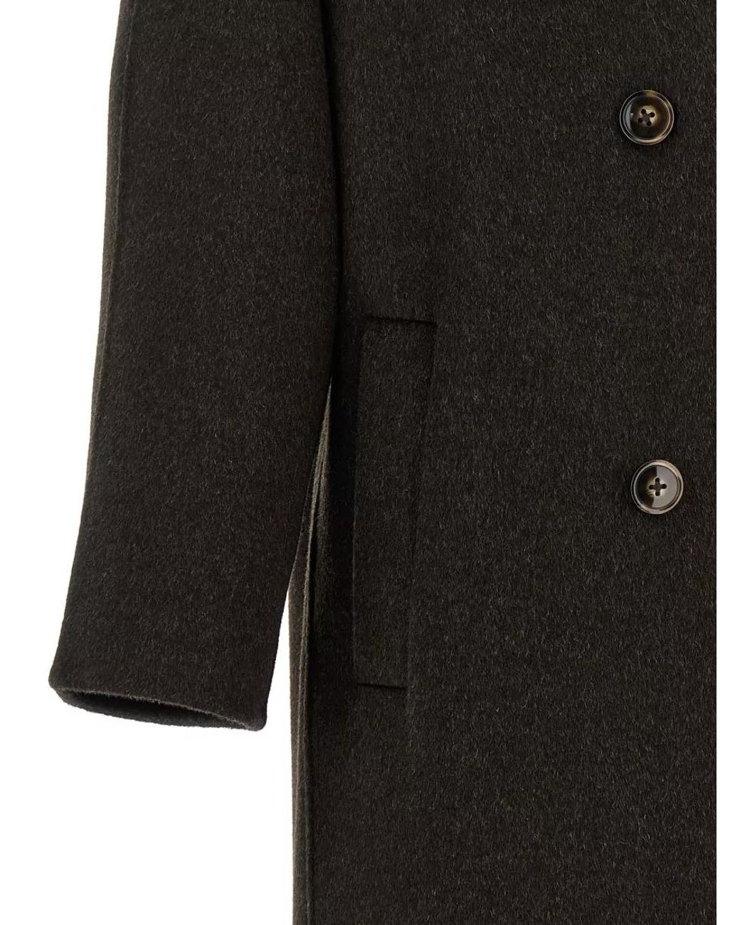 Loulou de Saison Black Wool Cashmere Double-Breasted Coat