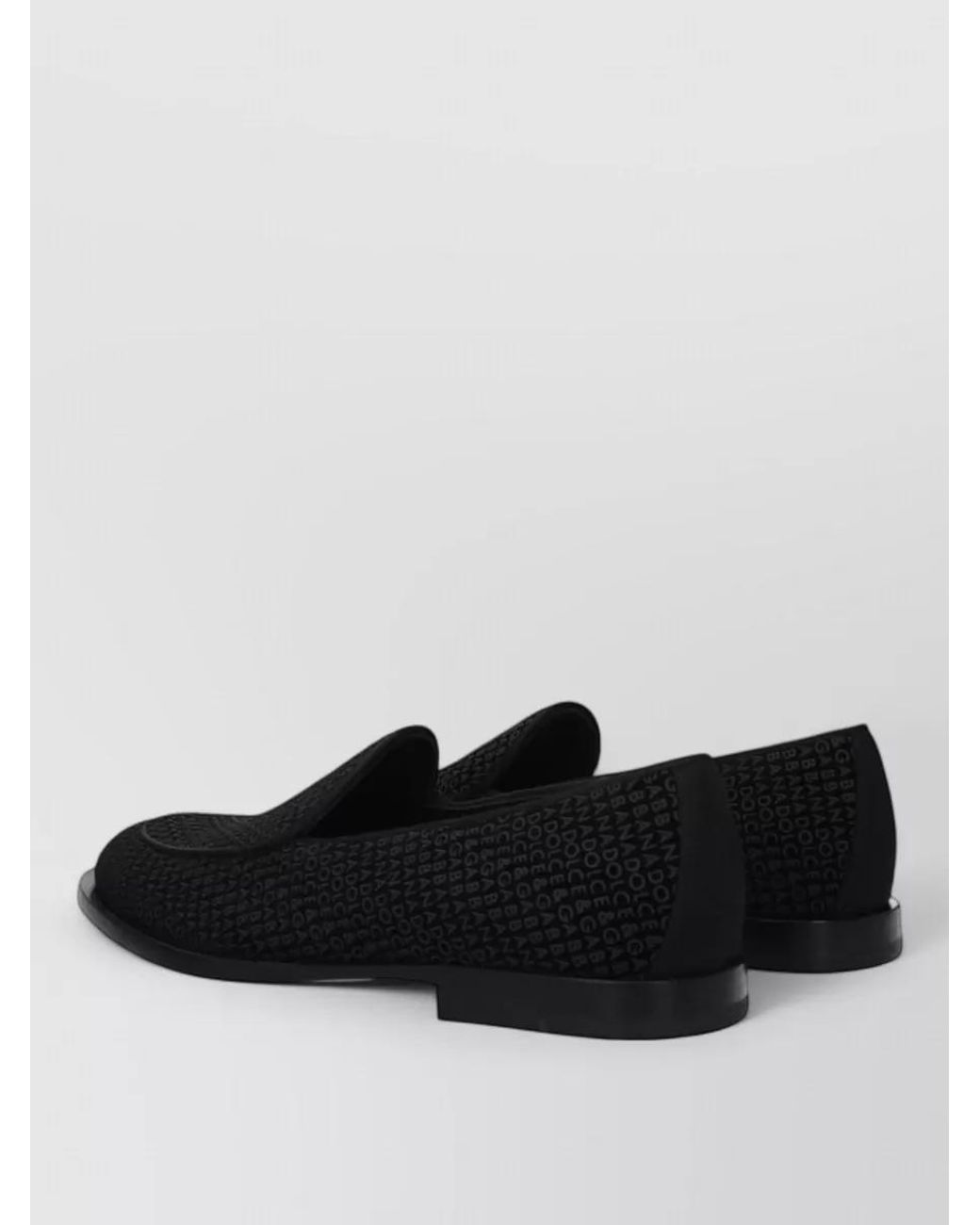 Dolce & Gabbana Black Velvet Logo-Print Slip-On Loafers for men